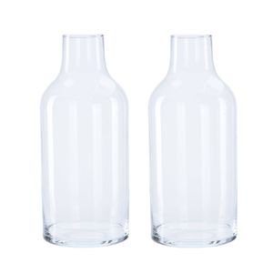 2x Flesvormige bloemenvazen/decoratie vazen/boeketvazen transparant glas 3300 ml - Vazen