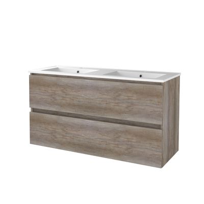 Badmeubelset Aquasplash Salt 120x46 cm Greeploos 2 Lades Met Wastafel Porselein 2 Kraangaten Scotch Oak Aquasplash