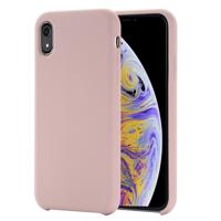 Vier hoeken volledige dekking Liquid silicone case voor iPhone XR (lichtroze)
