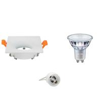 Philips LED Inbouwspot Set GU10 - Vierkant Mat Wit - 4.9W Warm Wit DimTone