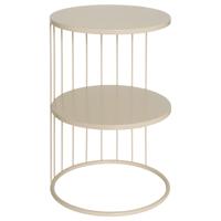 Atmosphera Bijzettafel Kobu - beige - metaal - rond - D36 x H52 cm - salontafel/koffietafel