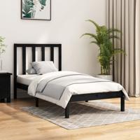 Bedframe massief grenenhout zwart 75x190 cm