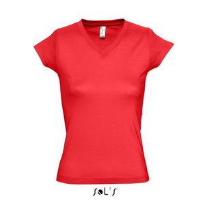 Set van 2x stuks dames t-shirt V-hals rood 100% katoen, maat: 40 (L)