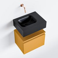 Toiletmeubel Mondiaz Andor | 40 cm | Meubelkleur Ocher | Lex vrijhangend wastafel Urban Links | Zonder kraangat