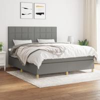Boxspring met matras stof donkergrijs 160x200 cm
