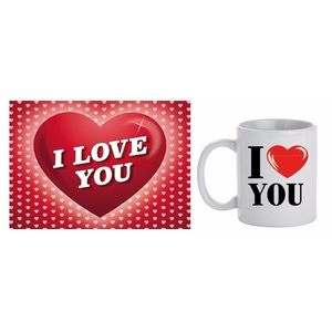 Valentijnsdag cadeau I Love You beker / mok met valentijnskaart