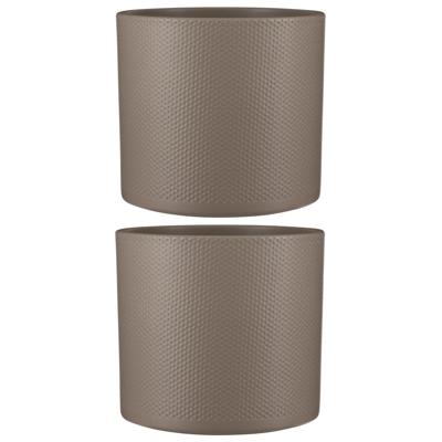 Mica Decorations Bloempot - 2x stuks - taupe - keramiek - 28 x 26 cm