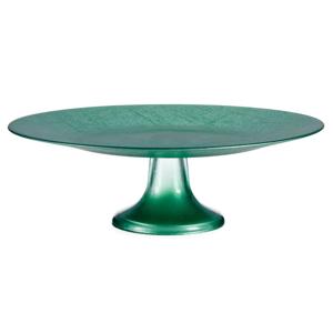 Taartplateau - met voet - 33 x 11 cm - glas - groen - taartschaal