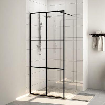 VidaXL Inloopdouchewand 100x195 cm esg-glas transparant en zwart