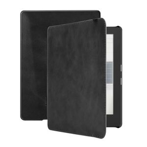 Lunso - Kobo Aura H2o edition 1 hoes (6.8 inch) - Lederen sleep cover - Zwart