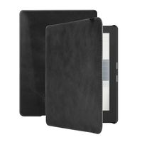 Lunso - Kobo Aura H2o edition 1 hoes (6.8 inch) - Lederen sleep cover - Zwart