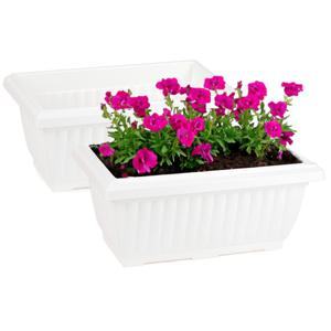 Plantenpot/bloempot Windsor - 2x - buiten/binnen - kunststof - wit - L33 x B18 x H15 cm   -