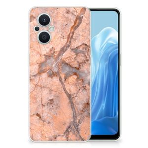 OPPO Reno8 Lite TPU Siliconen Hoesje Marmer Oranje