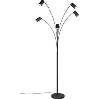 LED Vloerlamp - Trion Harley - GU10 Fitting - 5-lichts - IP20 - Schakelaar - Rond - Mat Zwart - Metaal