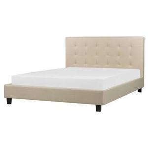 Beliani-ROCHELLE -Tweepersoonsbed-Beige-160 x 200 cm-Polyester