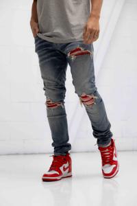 My Brand Red Ripped Biker Jeans Heren - Maat 28 - Kleur: RoodBlauw | Soccerfanshop