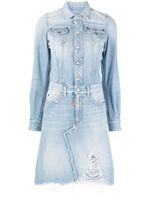 DSQUARED2 robe en jean à effet usé - Bleu