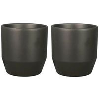 Set van 2x plantenpot/bloempot keramiek mat antraciet - D21.5/H20 cm