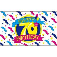Happy Birthday vlag 70 jaar verjaardag - leeftijd - versieringen/feestartikelen - 150 x 90 cm Happy Birthday vlag 70 jaar verjaardag - leeftijd - versieringen/feestartikelen - 150 x 90 cm