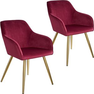 tectake - 2x Stoel Marilyn fluweellook goud bordeaux/goud SKU: 403998