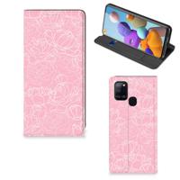 Samsung Galaxy A21s Smart Cover White Flowers