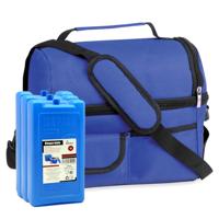Koeltas blauw met schouderriem - 25 x 24 x 15 cm - met 3x stuks koelelementen Koeltas blauw met schouderriem - 25 x 24 x 15 cm - met 3x stuks koelelementen