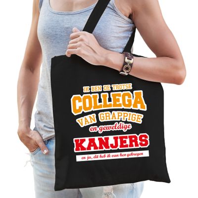 Trotse collega van geweldige kanjers cadeau tas zwart voor dames en heren Trotse collega van geweldige kanjers cadeau tas zwart voor dames en heren