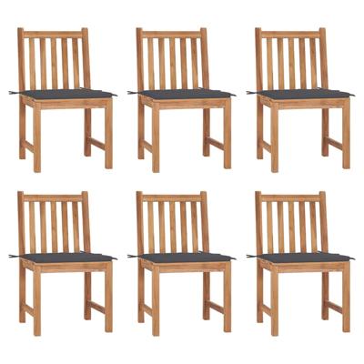 Tuinstoelen 6 st met kussens massief teakhout
