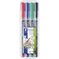 Staedtler Lumocolor permanent F DRY SAFE 318 WP4 Permanent marker Rood, Blauw, Groen, Zwart Watervast: Ja