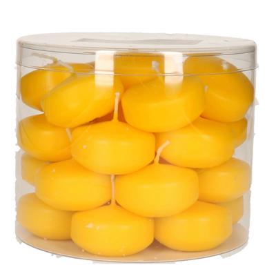 Enlightening Candles Drijfkaarsen - 56x stuks - geel - ca 4 branduren - dia 5 cm - sfeerkaarsen