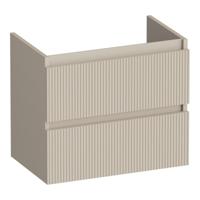 Brauer Joy Wavy - Onderkast Ondiep - 60 cm - met 2 Softclose Lades Greeploos en 1 Sifon Uitsparing - Mat Beige