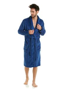 Heren badjas blauw/mele-s