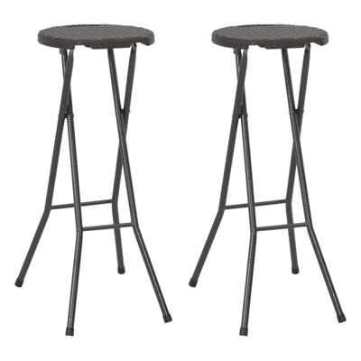 Barkrukken inklapbaar 2 st rattan look HDPE en staal bruin