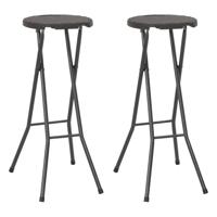 Barkrukken inklapbaar 2 st rattan look HDPE en staal bruin Barkrukken inklapbaar 2 st rattan look HDPE en staal bruin