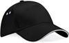 Beechfield CB15C Ultimate 5 Panel Cap - Sandwich Peak - Black/Light Grey - One Size