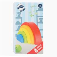 Small Foot houten bouwblokken regenboog, 5dlg.