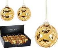 Kerstbal glas 8 cm 2ass goud Nampook - Nampook