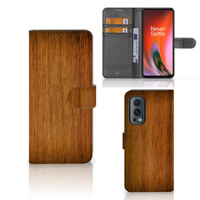 OnePlus Nord 2 5G Book Style Case Donker Hout