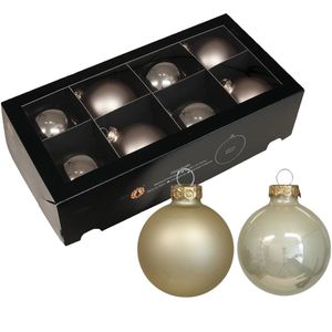 Kerstballen van glas - 8x - licht champagne - 8 cm -milieubewust - Kerstbal