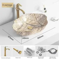 Ovale Keramische Wastafel met Marmerpatroon - Tafelbladmodel | Licht Luxe Design | 12L