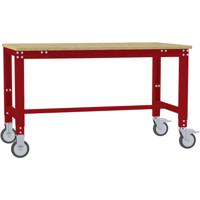 Manuflex AU7305.3003 Werktafel universele speciale mobiel met multiplex plaat, bxdxh = 1000 x 600 x 752-972 mm Robijn-rood