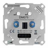 LED Duo Dimmer inbouw - 2x3-75 Watt - Fase afsnijding