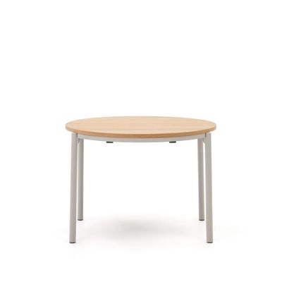 Kave Home Uitschuifbare Ronde Eettafel 'Montuiri' 90-170 x 90cm, kleur Naturel/Grijs
