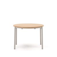 Kave Home Uitschuifbare Ronde Eettafel 'Montuiri' 90-170 x 90cm, kleur Naturel/Grijs