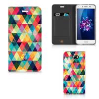 Huawei Y5 2 | Y6 Compact | Hoesje met Magneet | Geruit