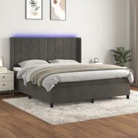 Boxspring met matras en LED fluweel donkergrijs 160x200 cm