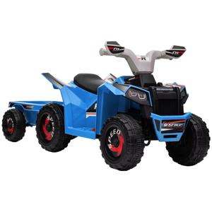 HOMCOM Kinderquad 2,5 km/h met aanhanger 50 minuten rijtijd achteruitversnelling metaal blauw