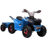 HOMCOM Kinderquad 2,5 km/h met aanhanger 50 minuten rijtijd achteruitversnelling metaal blauw