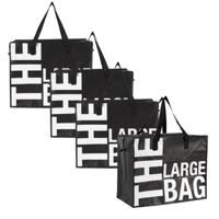 Boodschappentas / opbergtas XXL - 4x - 90 liter - shopper - mega/ jumbo tas - zwart - 55 x 55 x 30 c