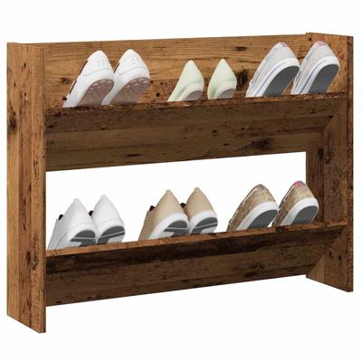VidaXL Wandschoenenkast 80x18x60 cm bewerkt hout oud houtkleurig